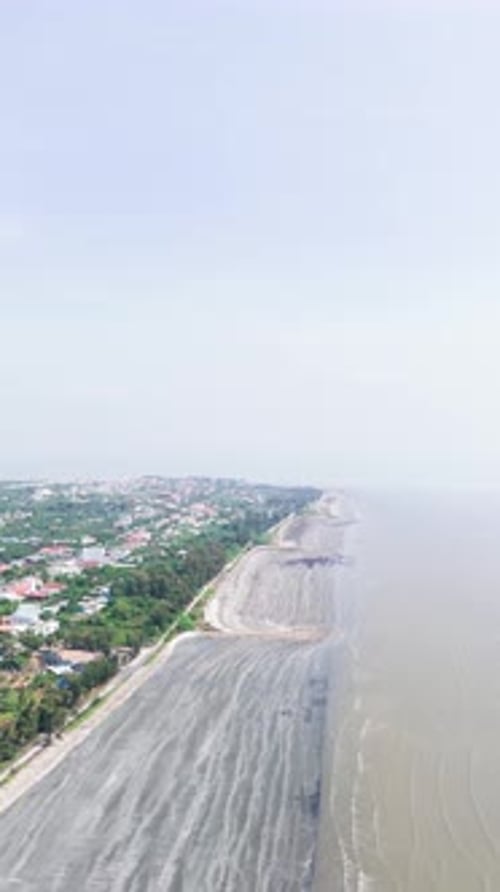 Aerial View of the Beautiful Coastline and the City in Vietnam.