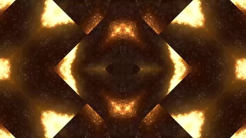 Fiery Kaleidoscope Geometric Pattern Loop Background