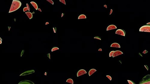 Seamless Loop of Falling Watermelon Slices