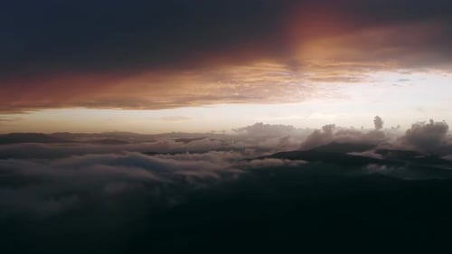 Heavenly view of soft ASMR clouds and golden light after the storm.
