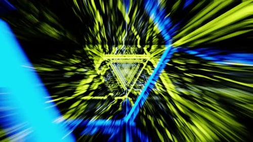 Rotated Triangle Blue And Yellow Tunnel Vj Loop Background