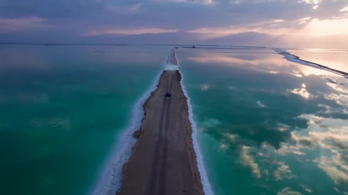 Scenic view in the morning of the sunrise over the Dead Sea