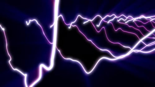 Looped energy waves from particles glowing bright magical abstract background