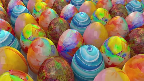 Multicolored Easter Eggs with Intricate Floral and Geometric Patterns