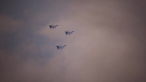 Modern Fighter Jets Flying in Formation in the Sky