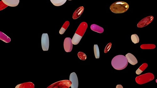 Falling Of Pills Alpha Channel 01 HD