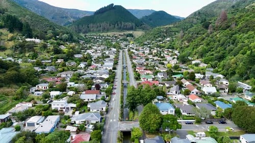 Aerial view of Brook Valley with greenery and houses, New Zealand.