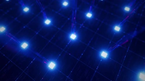 Top View on Artificial Intelligence Microchip Central Data Processing Unit on Circuit Board Quantum