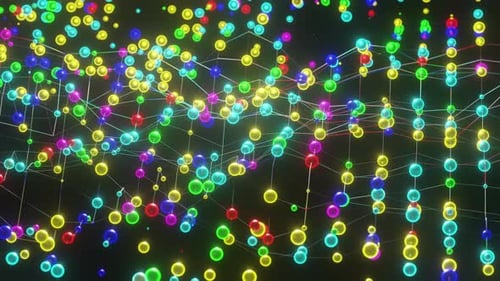 Colorful Mesh With Glowing Nodes Rotating Technology Futuristic Abstract Background 3d render