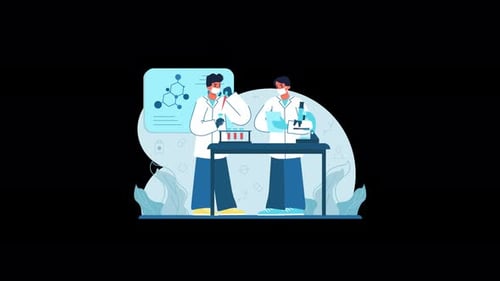 Flat Animation of Scientists in Laboratory Research