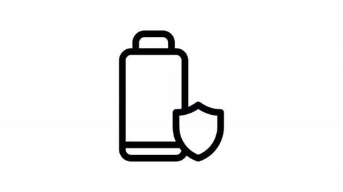 Animated Battery Icon with Shield for Technology Security