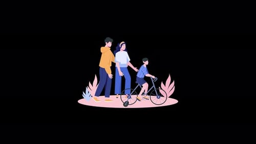 Family biking activity with a child