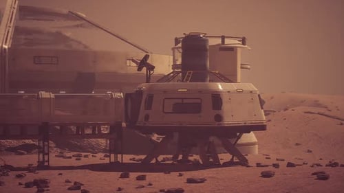 Future Mars Colony Habitat Showcasing Advanced Living and Research Facilities