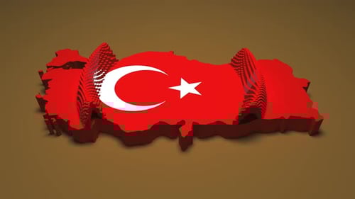 3D Turkey Map Flag Reveal Geometric Pixel Animation
