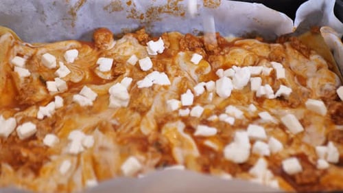 Cooking at Home Italian Lasagna Close Up