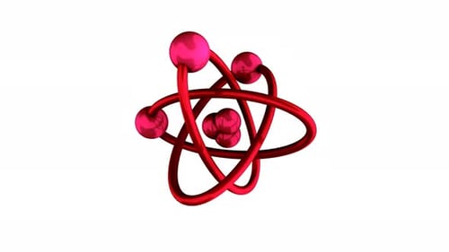 Atome avec noyau, neutrons, protons et électrons