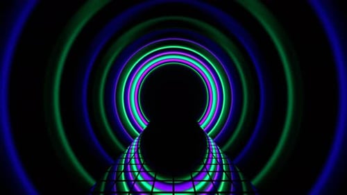 Futuristischer zylindrischer Tunnelhintergrund in Türkis und Lila VJ Loop In 4K
