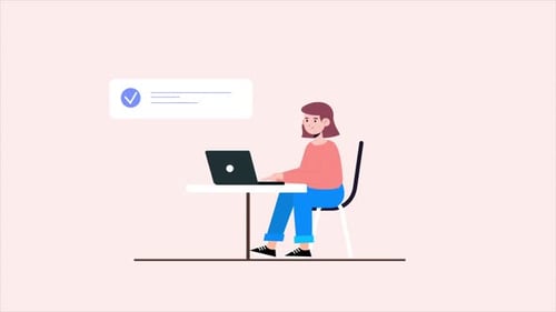 Young Girl Working on Office with Taskings