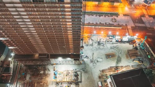 Timelapse Time Lapse Workers are Engaged in Repairing Development on Construction Site