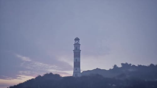 Lighthouse Beacon Spinning Light Animation at Dusk