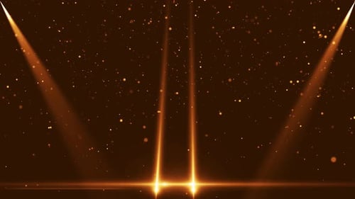 Golden Stage Spotlights with Animated Sparkling Particles