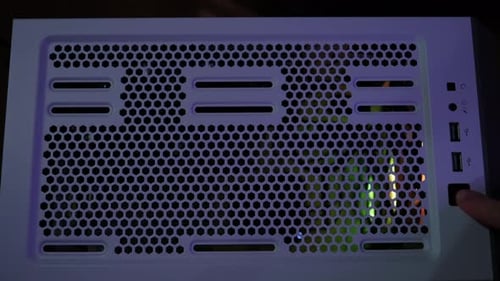Glowing Gaming PC Being Switched On