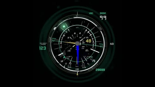 Futuristic Digital HUD Interface with Rotating Data