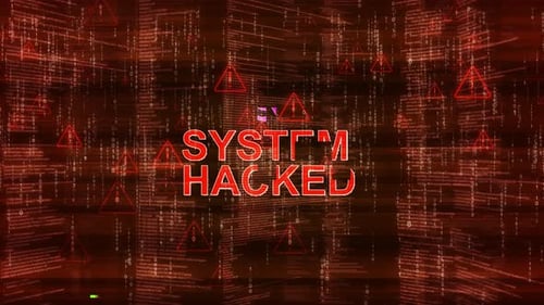 System Hacked Glitch Text Digital Warning Message