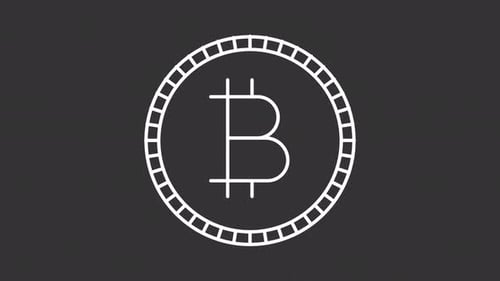 Flat Design Animated Bitcoin Coin Outline