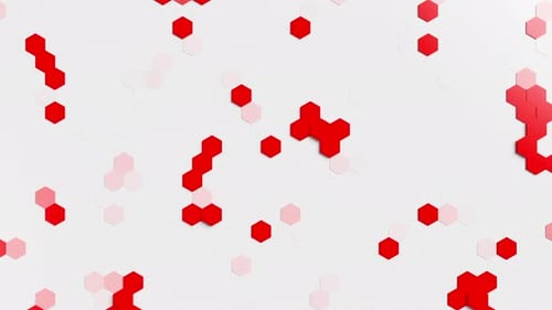 Ein weißer Hintergrund mit roten und weißen Sechsecken. Animation in einer Schleife