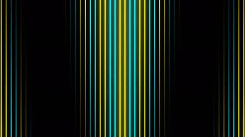 Cyan And Yellow Descending Endless Neon Lines Background Vj Loop In 4K
