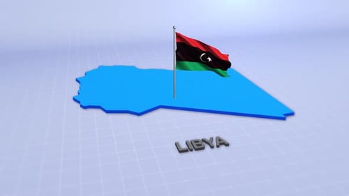 Libya Map With Flag