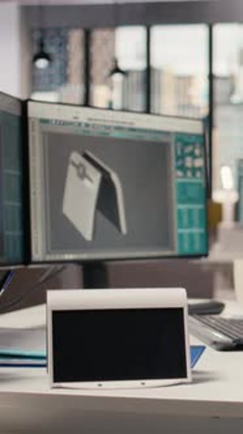 Gros plan d'un appareil solaire compact dans un bureau d'ingénierie