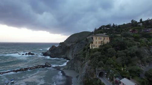 Aerial video over Italy, Liguria, Province of La Spezia, Levante