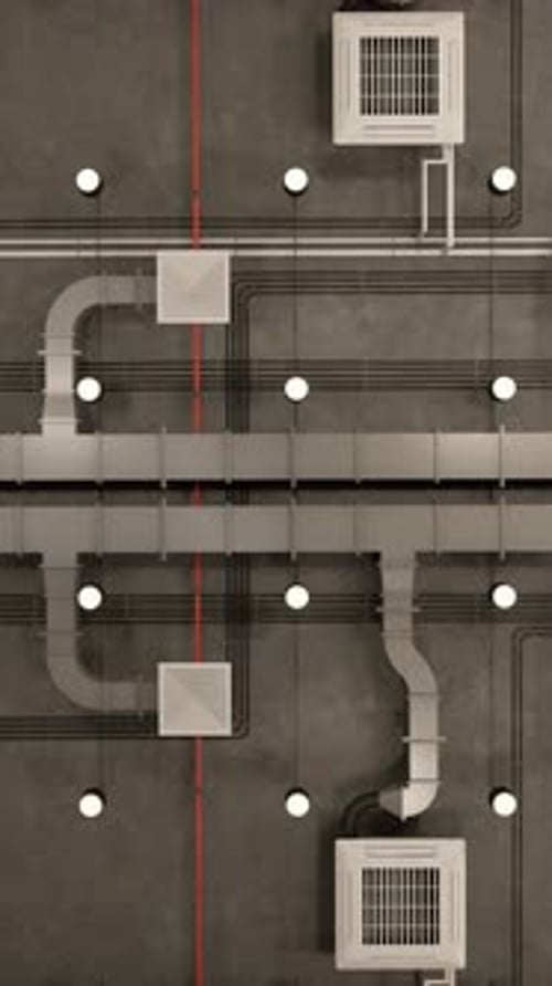 Animated Industrial Pipes Wires and Ducts Reveal