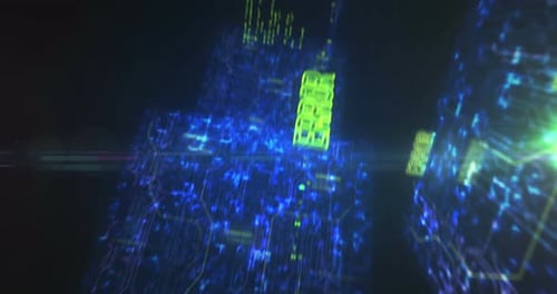 Futuristic Digital Error Warning Alert Circuit Board Animation