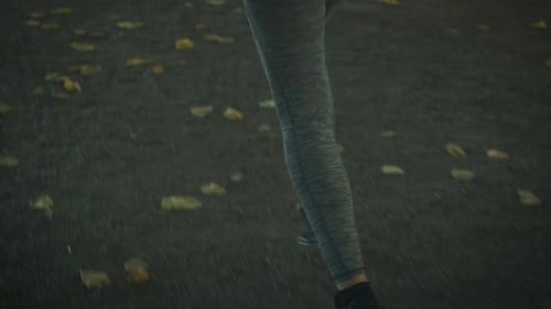 Woman Jogging Along in Park at Bright Sunny Day.