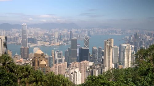 Victoria harbour view from the top of Victoria Peak in Hong Kong, China