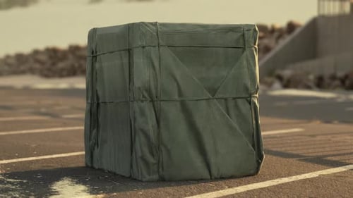 Animated Covered Supply Crate with Canvas Texture