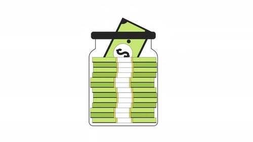 Animation d'objets 2D Growing Cash Jar Line