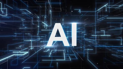 AI Text Reveal in Futuristic Digital Grid