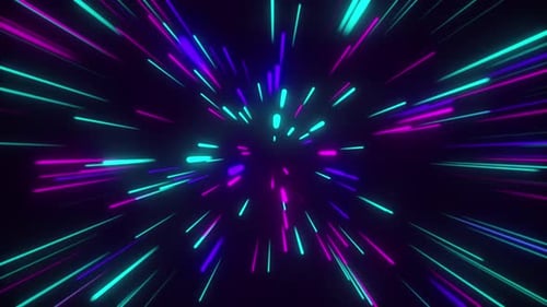 Dynamic Neon Light Streaks Hyperspace Warp Speed Loop Background