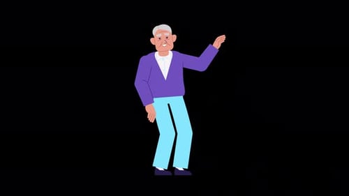 Animated Elderly Man Gives Thumbs Up Gesture