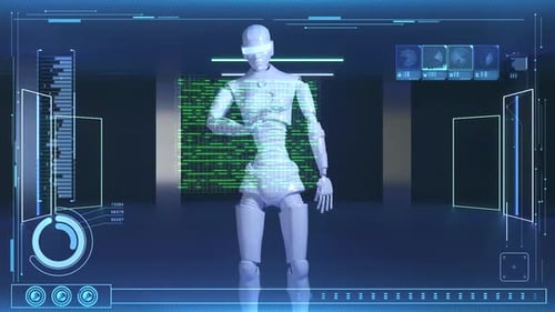 Computer-Powered Animated VFX Hologram Of Human Body
