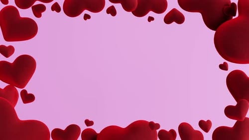 Animated Red Hearts Frame for Romantic Video Projects