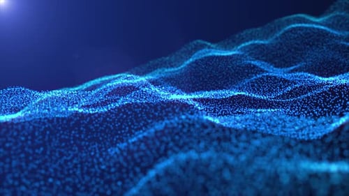 Abstract Blue Particle Wave Flowing Background Animation
