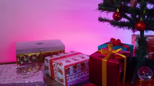 Christmas Presents Under Decorated Tree Indoors