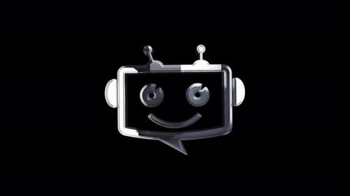 Chatbot ai online assistant support metal symbol loop rotating