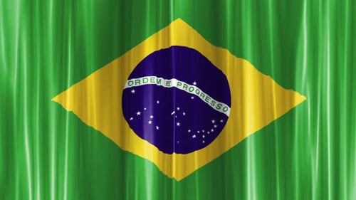 Waving Brazil Flag on a Silky Fabric Background Loop