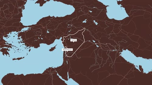 Rotating Map Of Syria And Damascus
